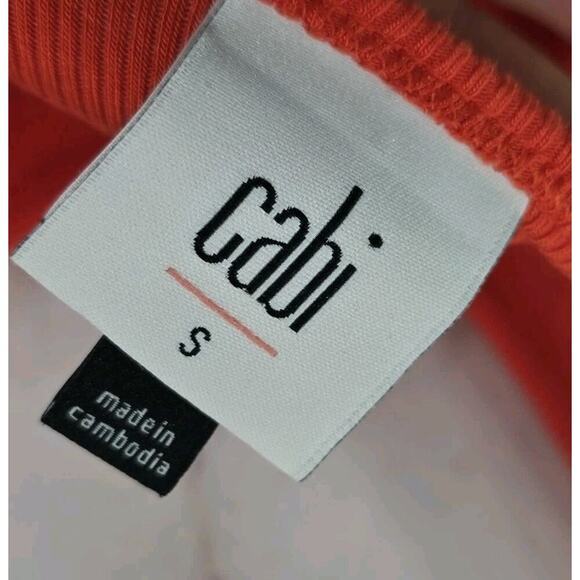 Cabi Tank Top Womens Small Orange Busy Geranium Ribbed Square Back 5935 - Picture 3 of 10